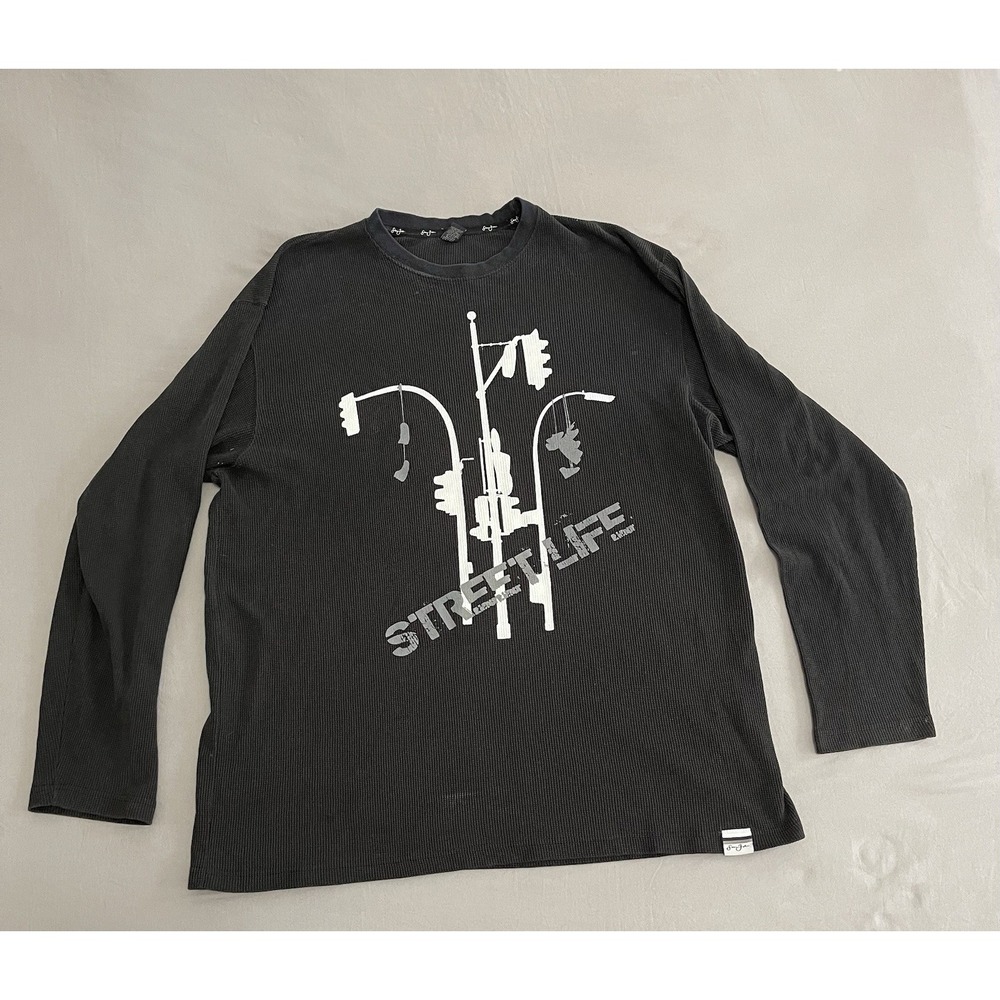 Sean‎ John Mens XXL Street Life Waffle Knit Thermal Long Sleeve Shirt Gray
